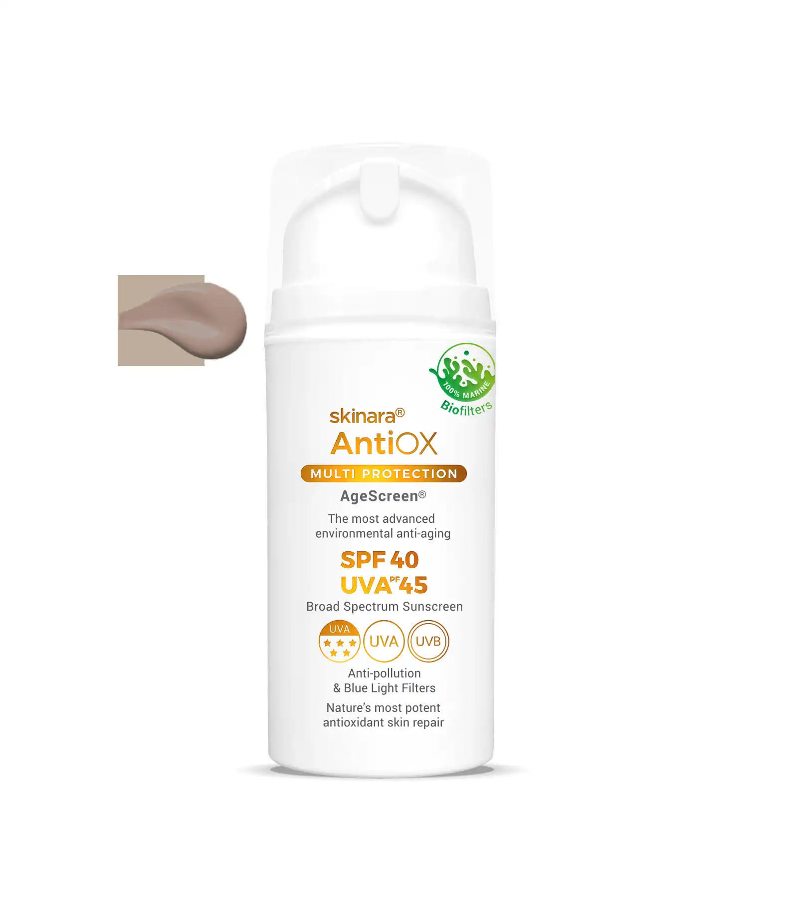 Skinara AgeScreen sunscreen cream bottle on a white background