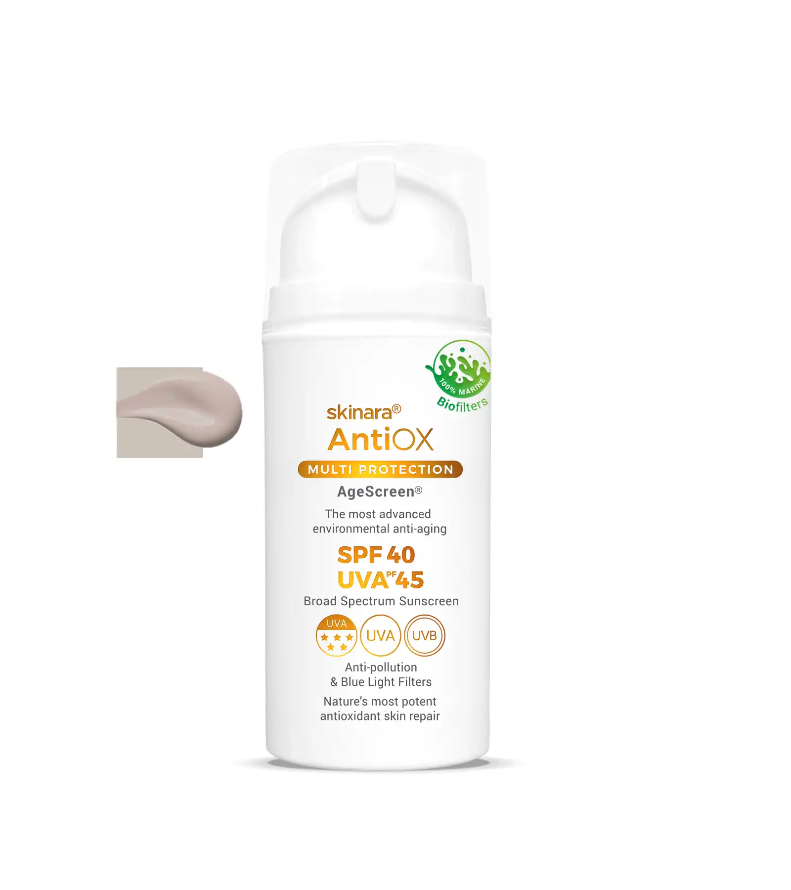 Skinara AgeScreen sunscreen tinted cream large bottle mocca tint on a white background