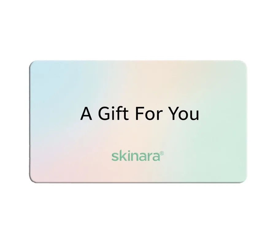skinara gift card with 'A Gift For You' text and 'skinara' logo on a gradient background