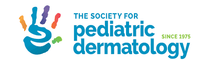 Logo of The Society for Pediatric Dermatology with colorful handprints and text.