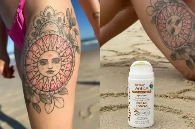 Best sunscreen for tattoos showing leg tattoo