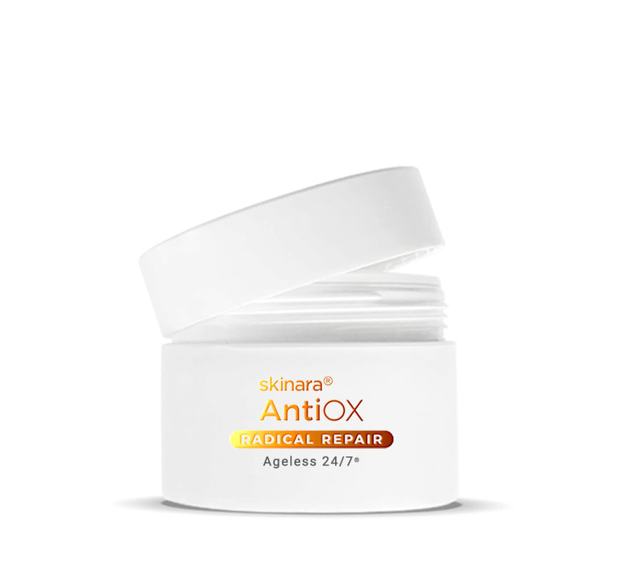 skinara antixoidant serum open  jar on a white background