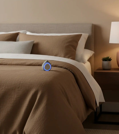 skinara LED light therapy device on bed reaady to use